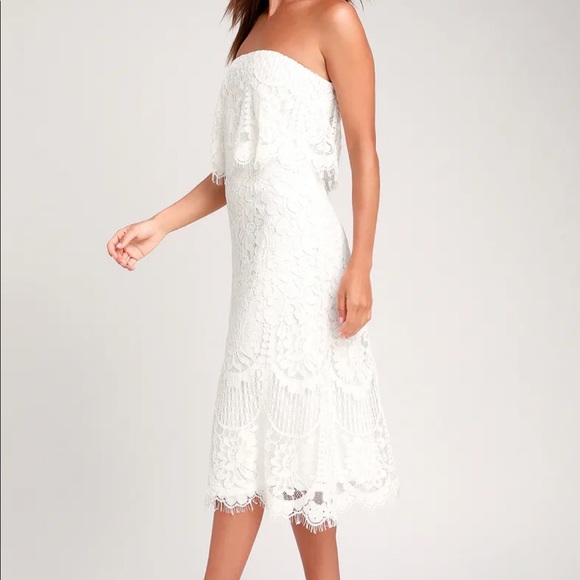 Lulus Delia white lace strapless dress - Picture 2 of 7